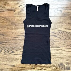 Bridesmaid Womens 3D Black Tank Top Shirt Size Large Wedding Party Bridal Shower